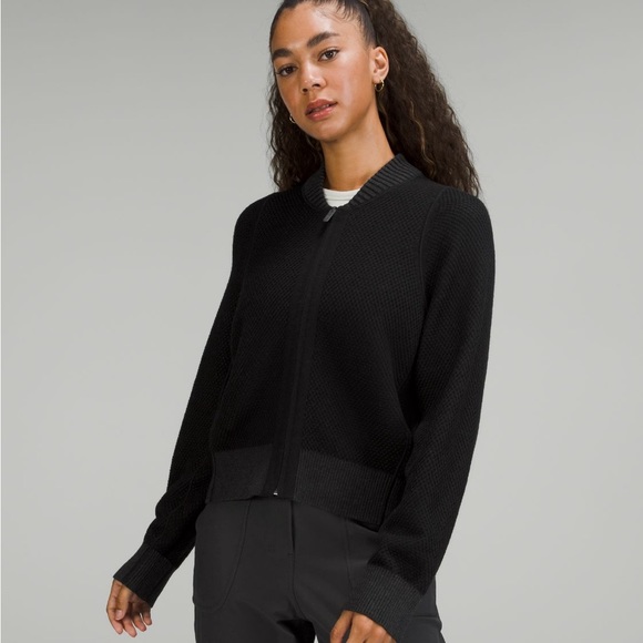 Lululemon reversible double knit zip-up sweater black grey sage - Picture 5 of 10